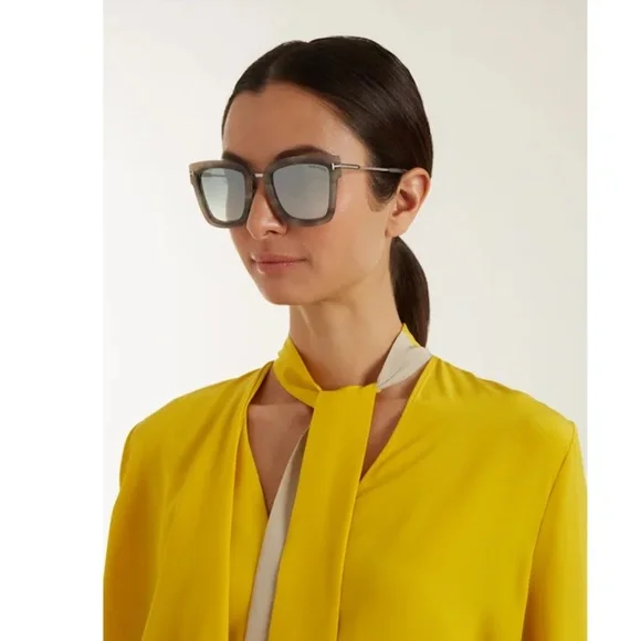 New Tom Ford Lara-02 Grey Square Sunglasses - Picture 3 of 16